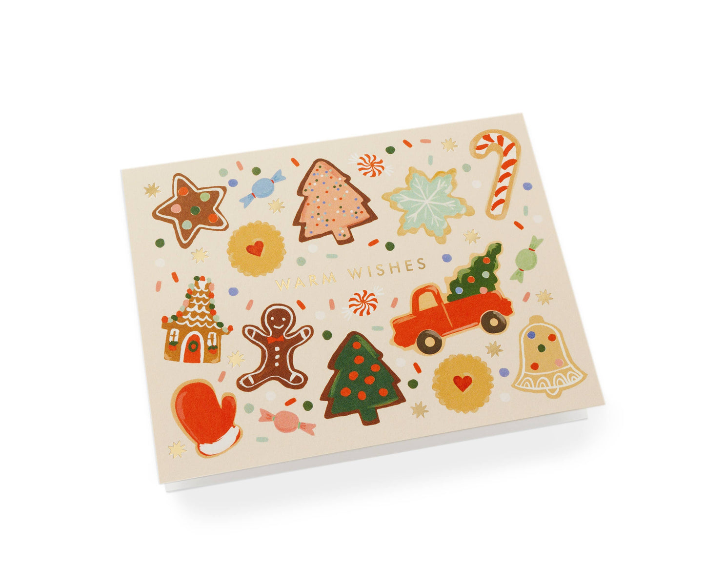 Christmas card with themed illustrations on a white background