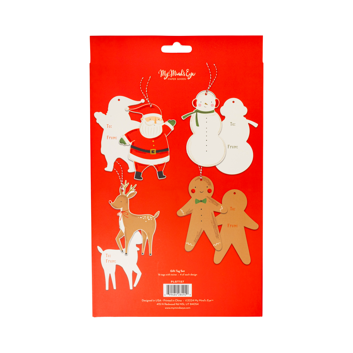 Packaging for Christmas gift tags on a white background