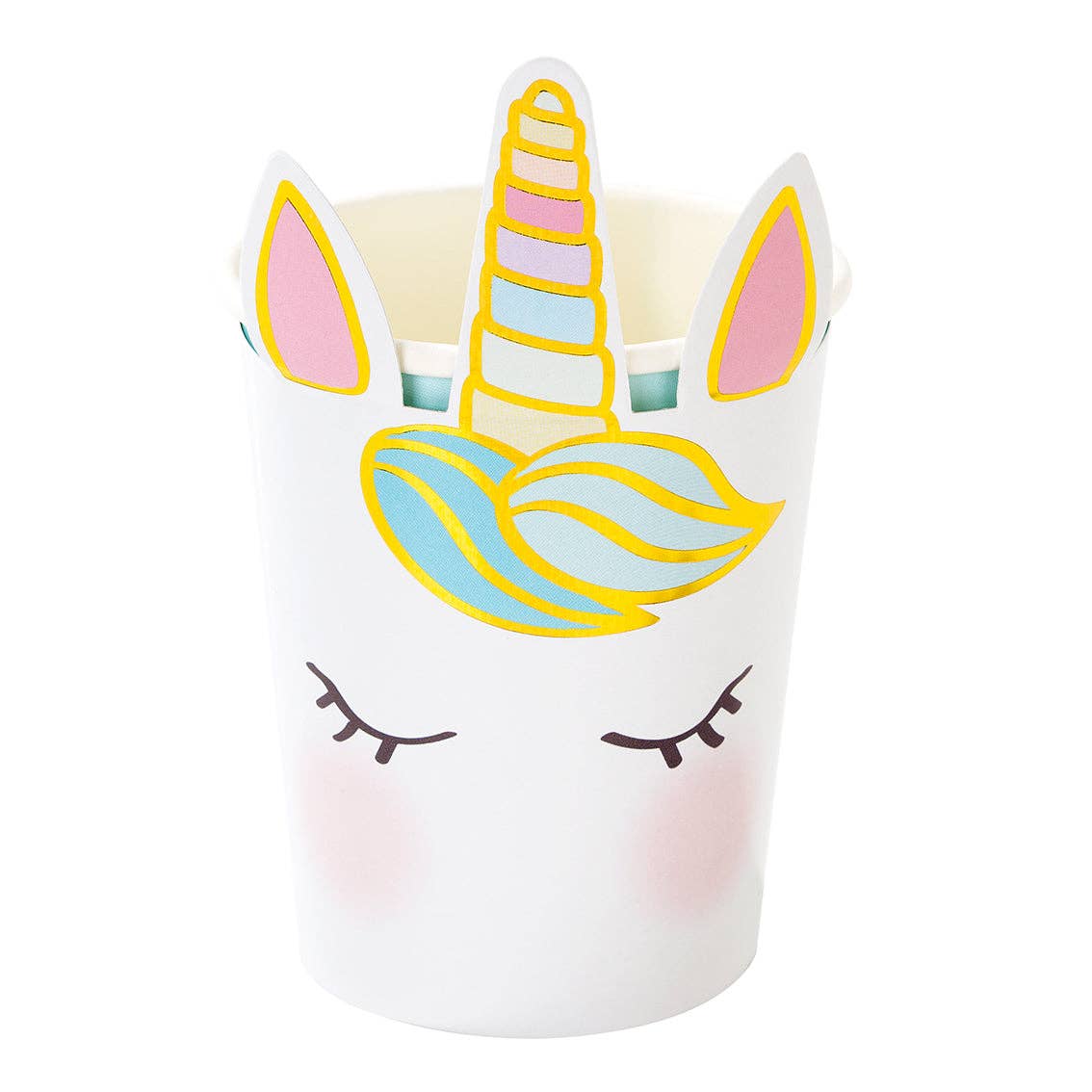 Unicorn cup with a pastel touches on a white background
