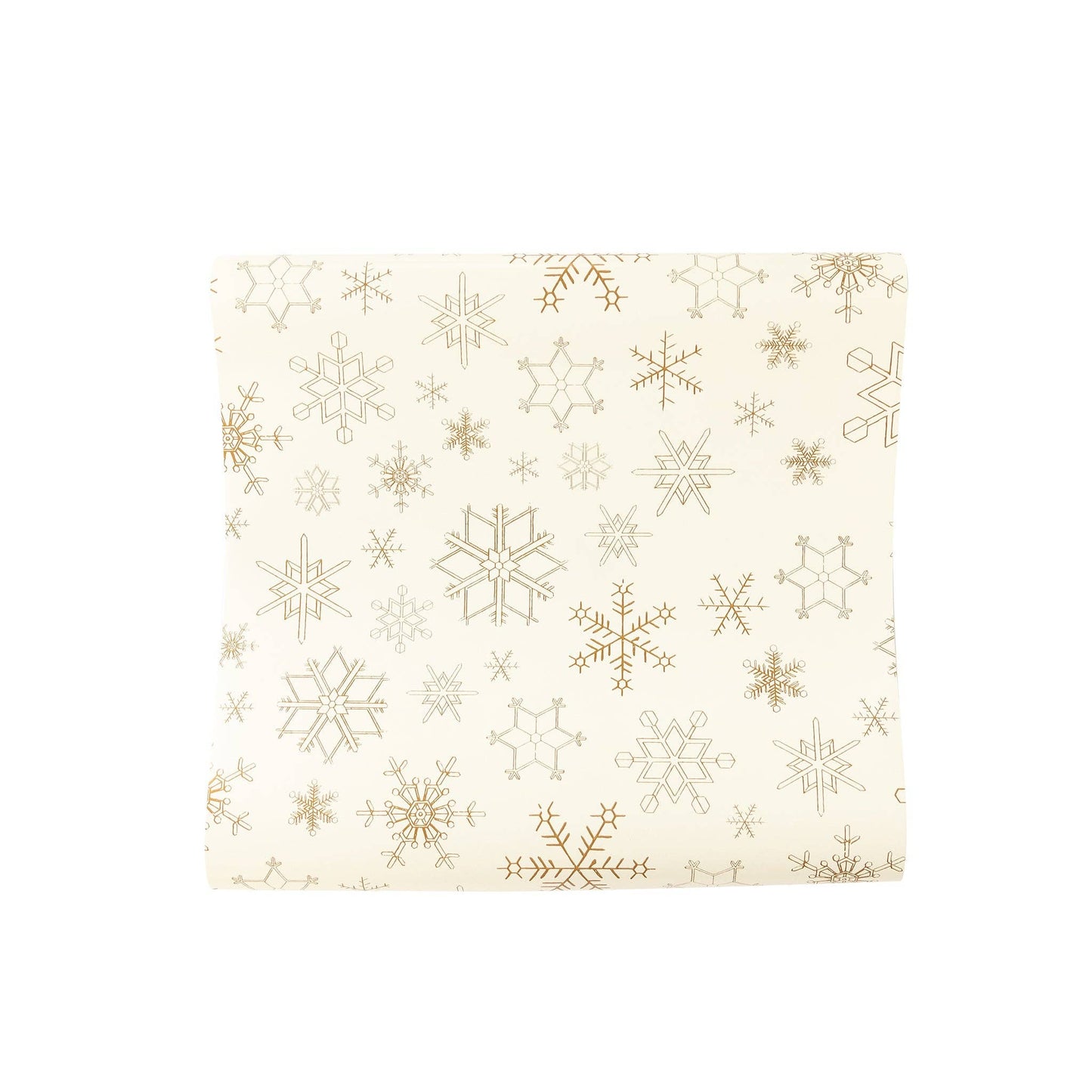 Gold snowflake table runner on a white background