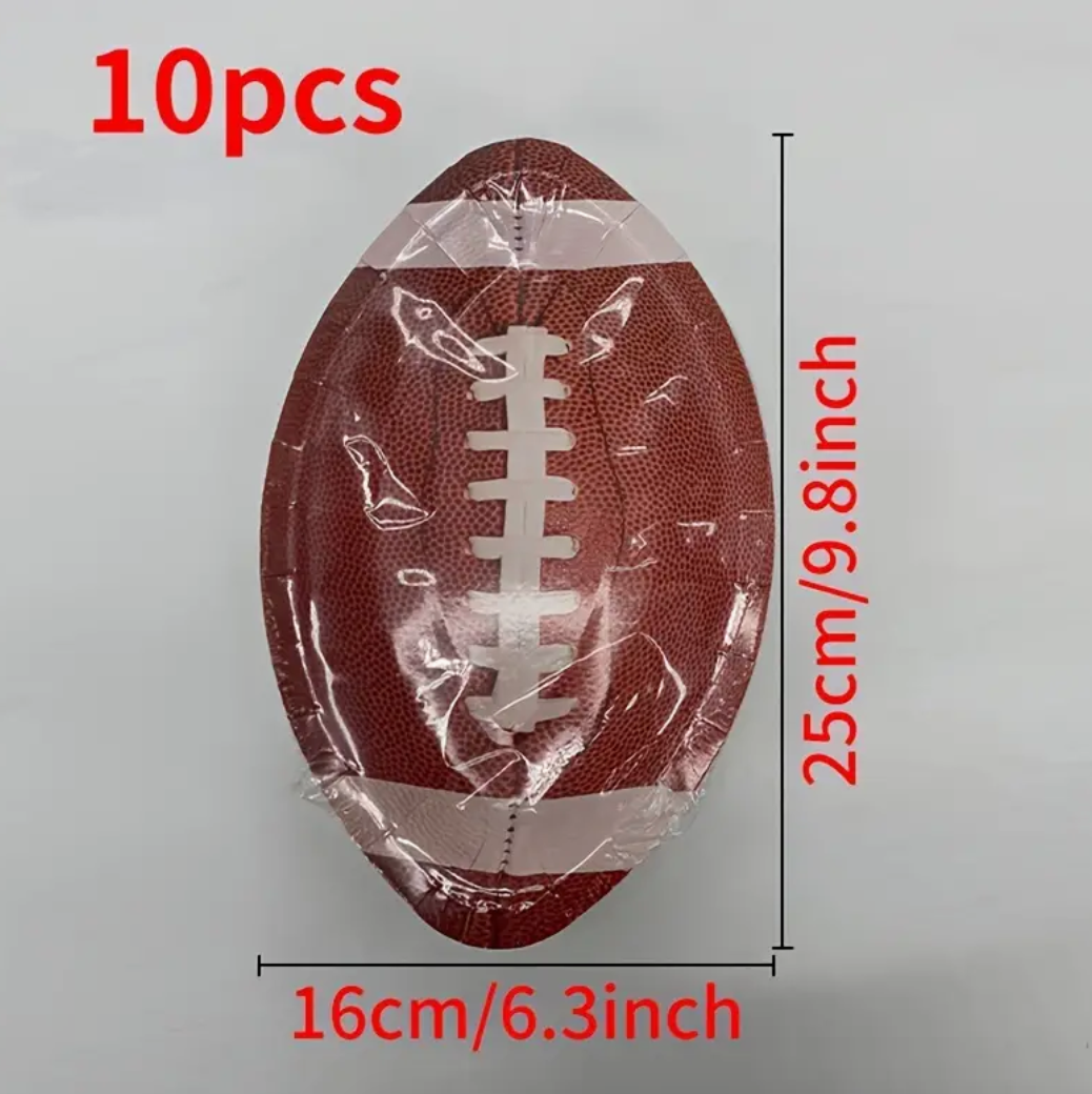 product dimensions for football-shaped paper party plates