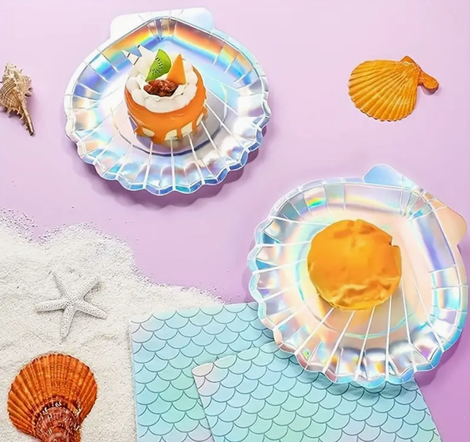 iridescent mermaid shell-shaped plate