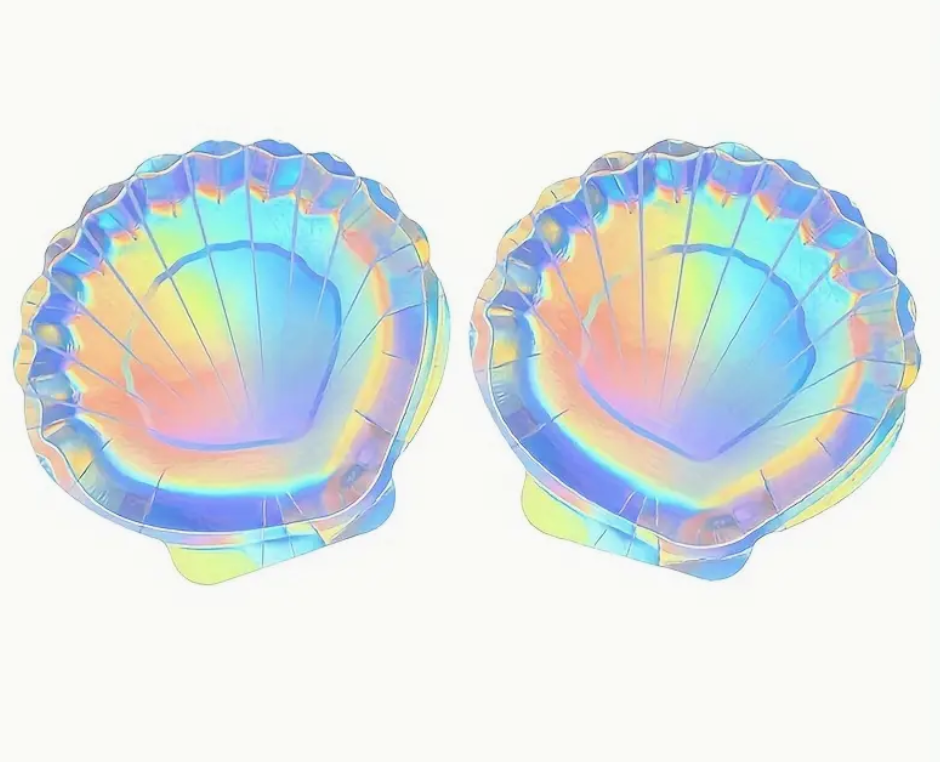 iridescent mermaid shell-shaped plate