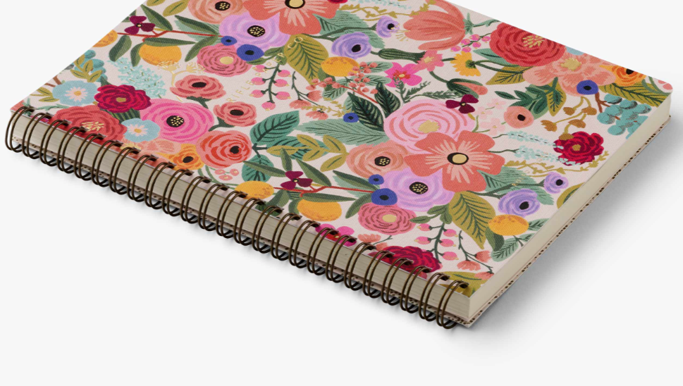 Floral notebook with a white background