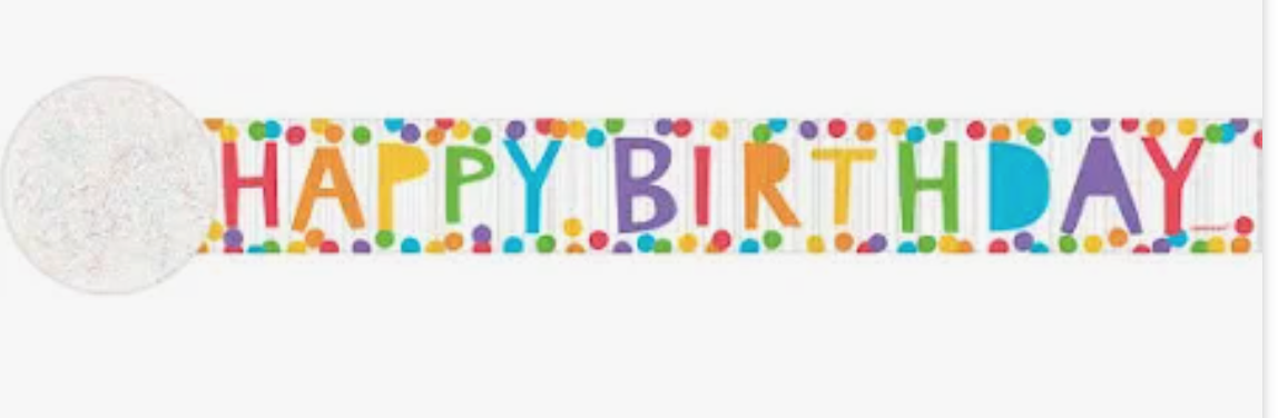 colorful happy birthday party paper streamers