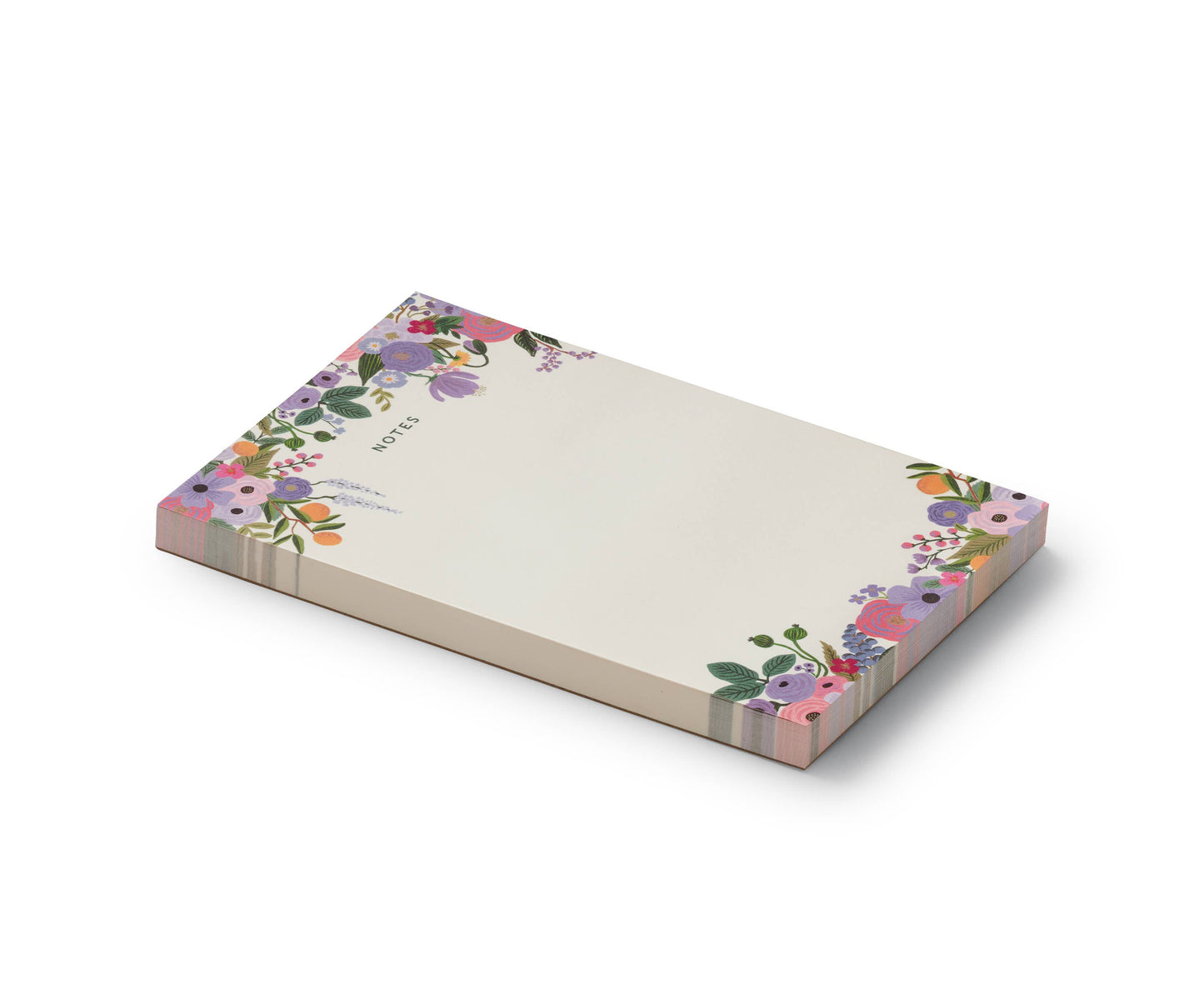 Purple floral notepad on a white background