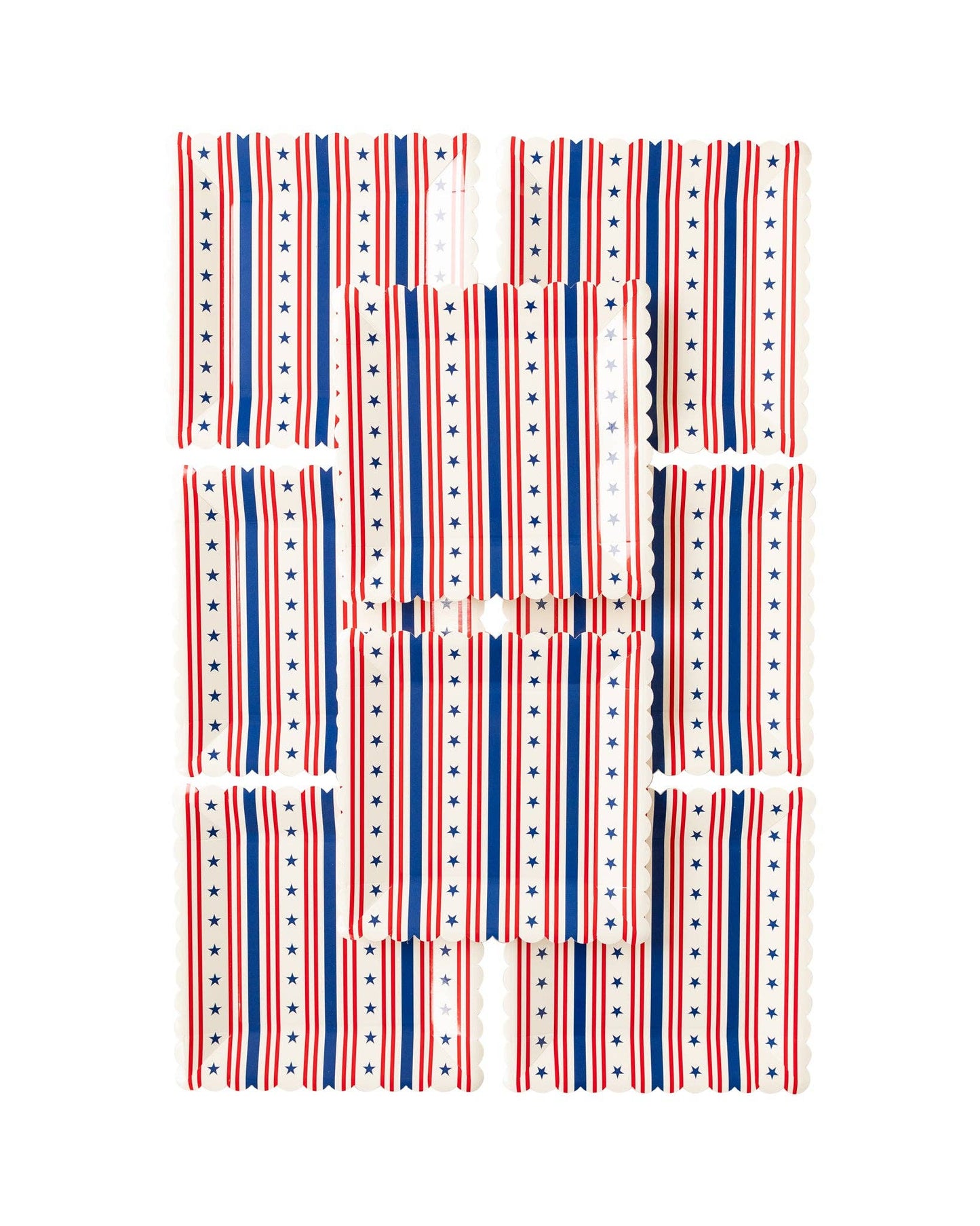 Stars and Stripes Square Scalloped Paper Party Plates