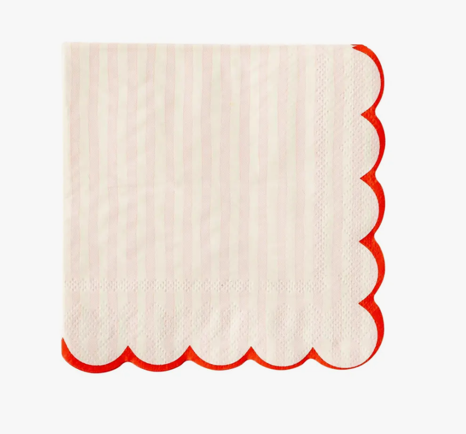 Pink Striped Scalloped Napkins