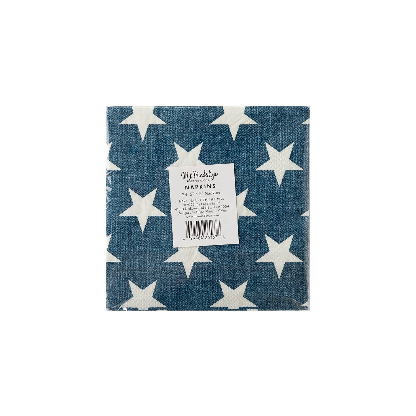 Star Print Navy Cocktail Napkins