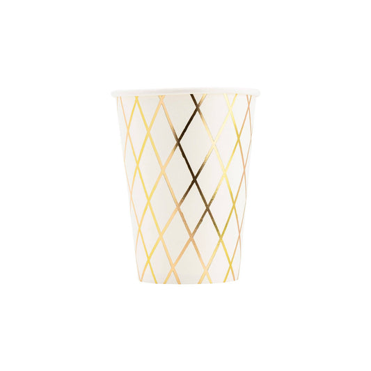 paper party cups with a basketball net design