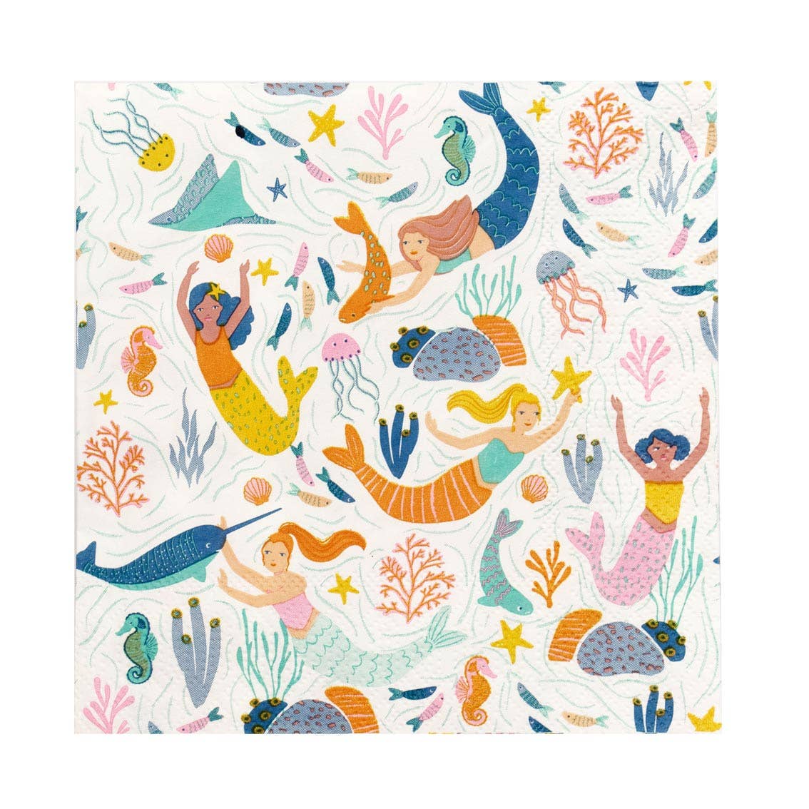 mermaid print paper party napkins