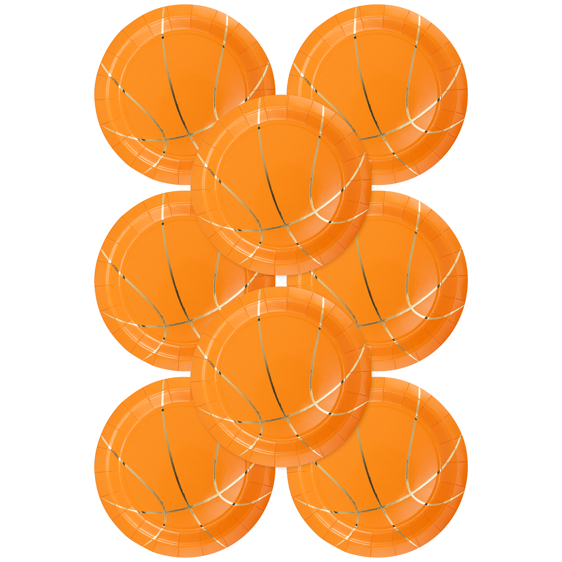 Set of 8 basketball plates on a white background.
