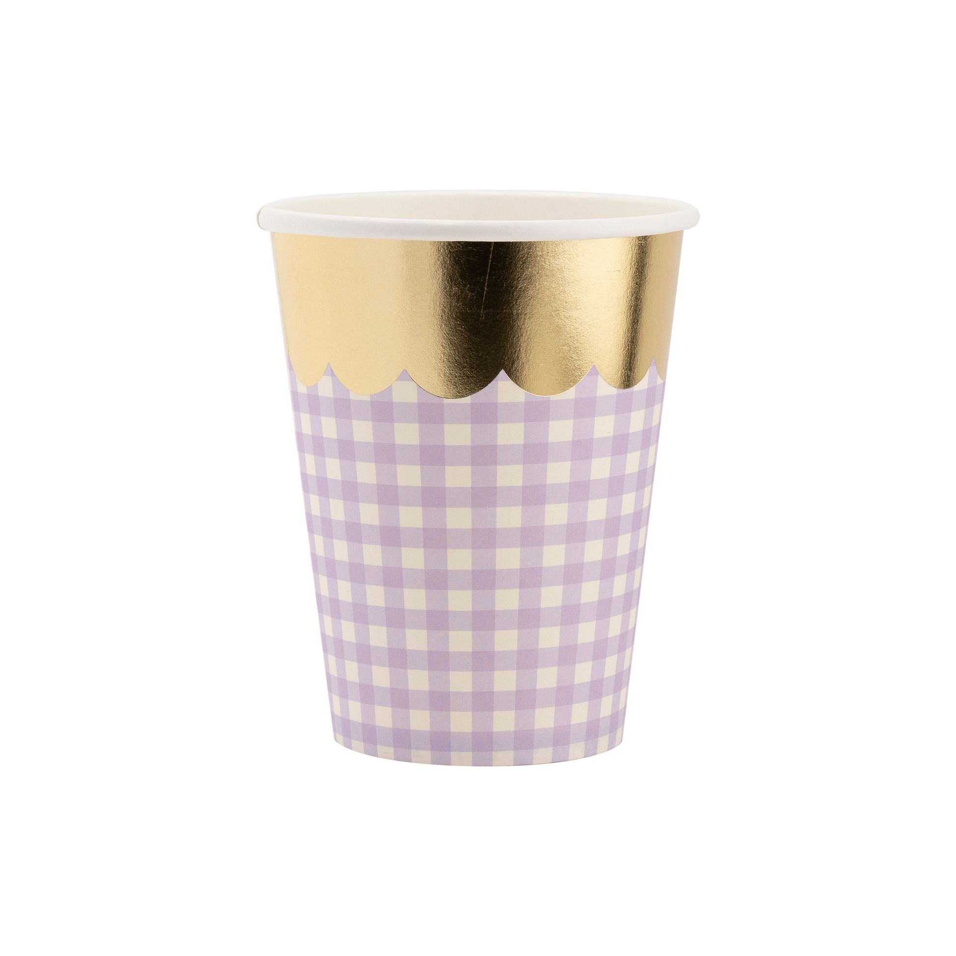 gingham paper party cups