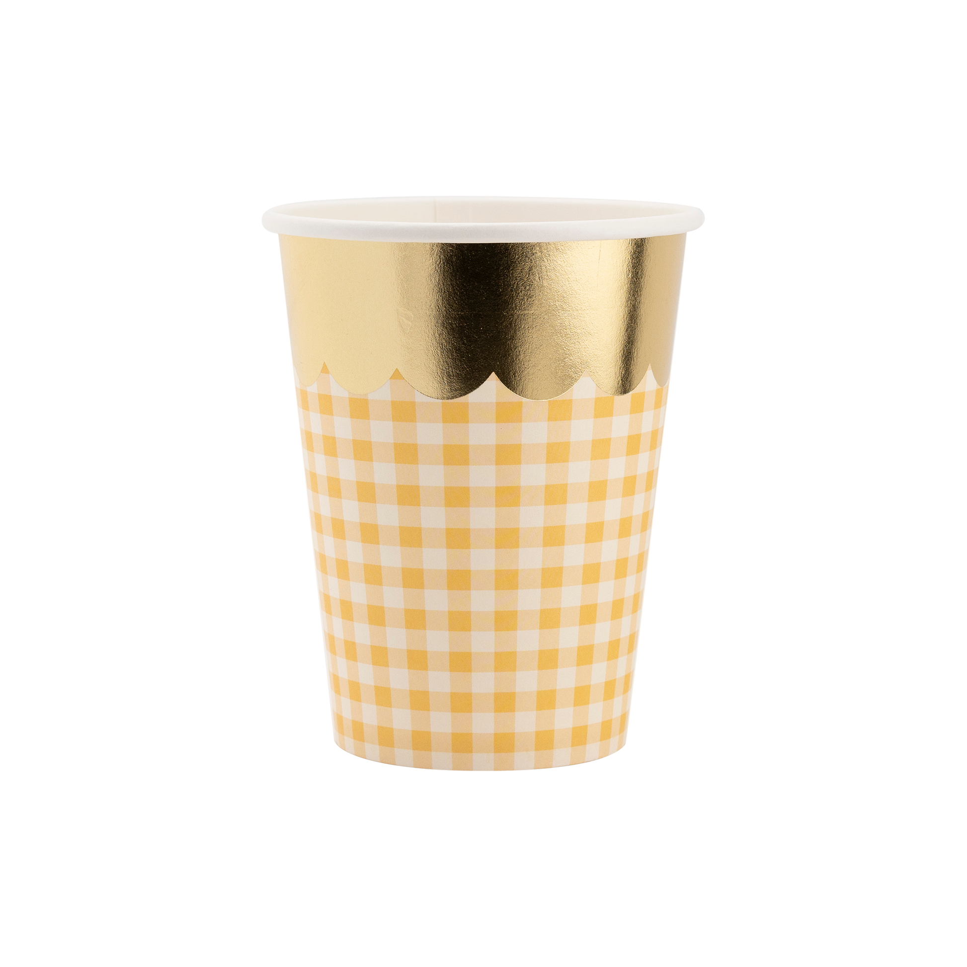 gingham paper party cups