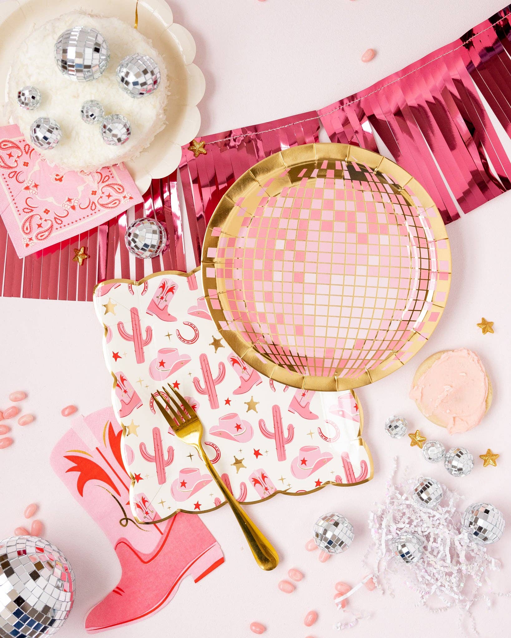 Pink disco ball plates