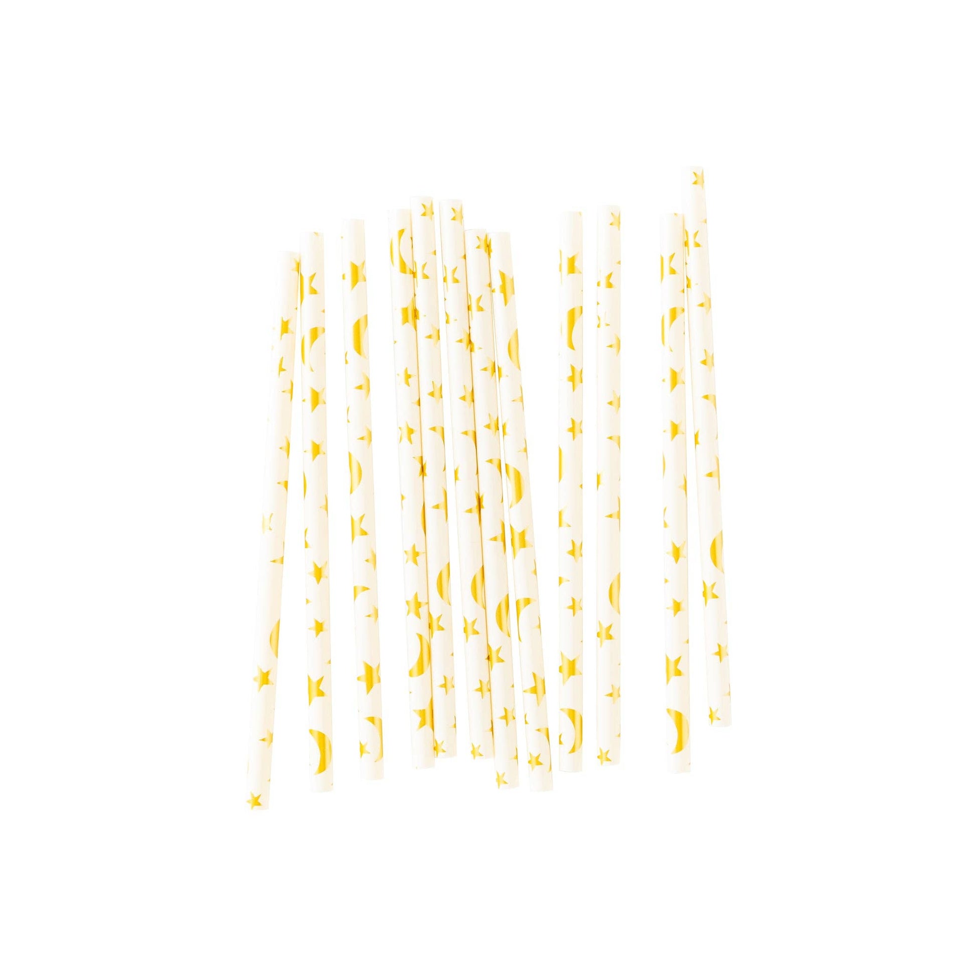 star and moon printed paper party straws