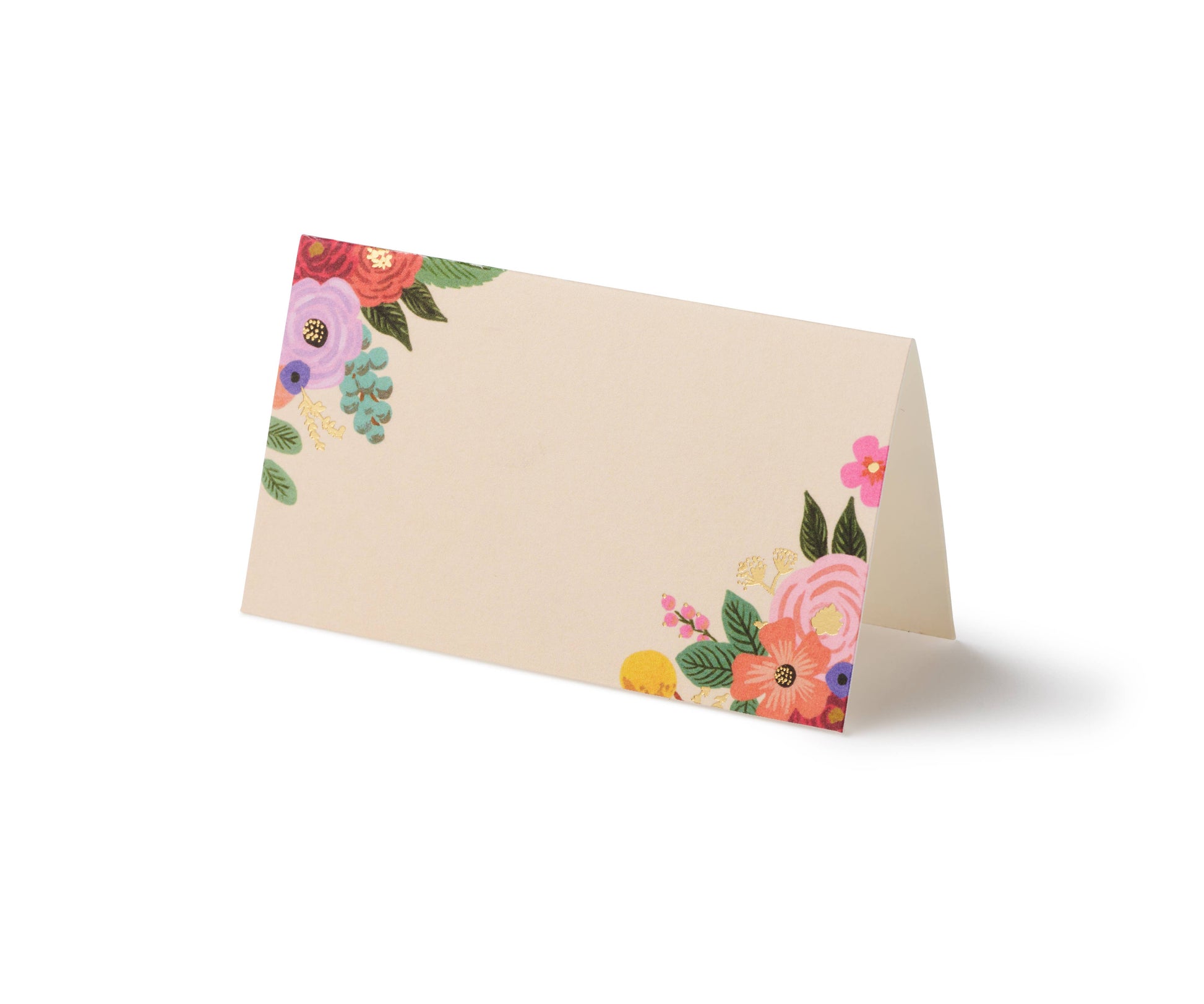 Beige place card with floral design