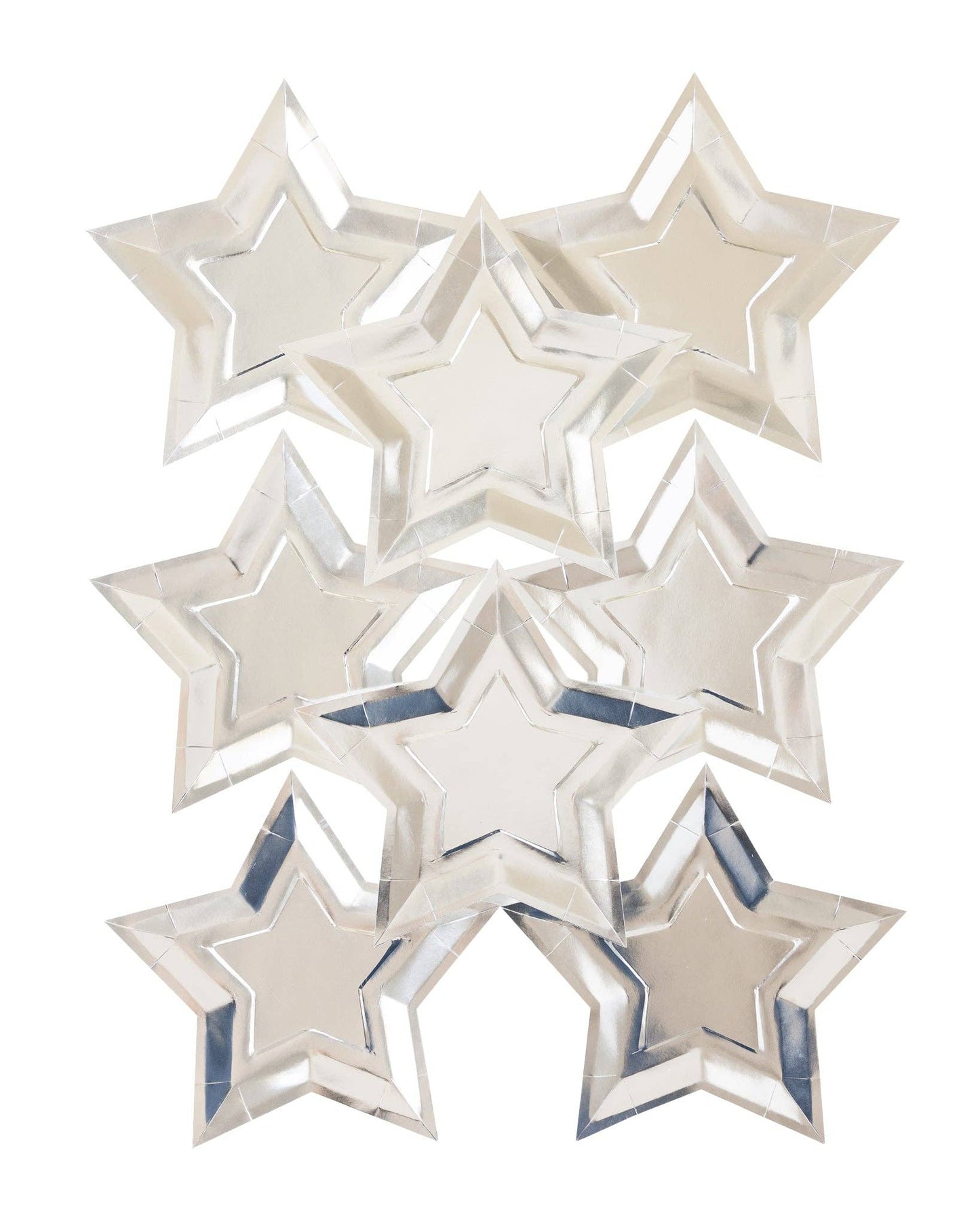 Set of 8 star-shaped plates on a white background