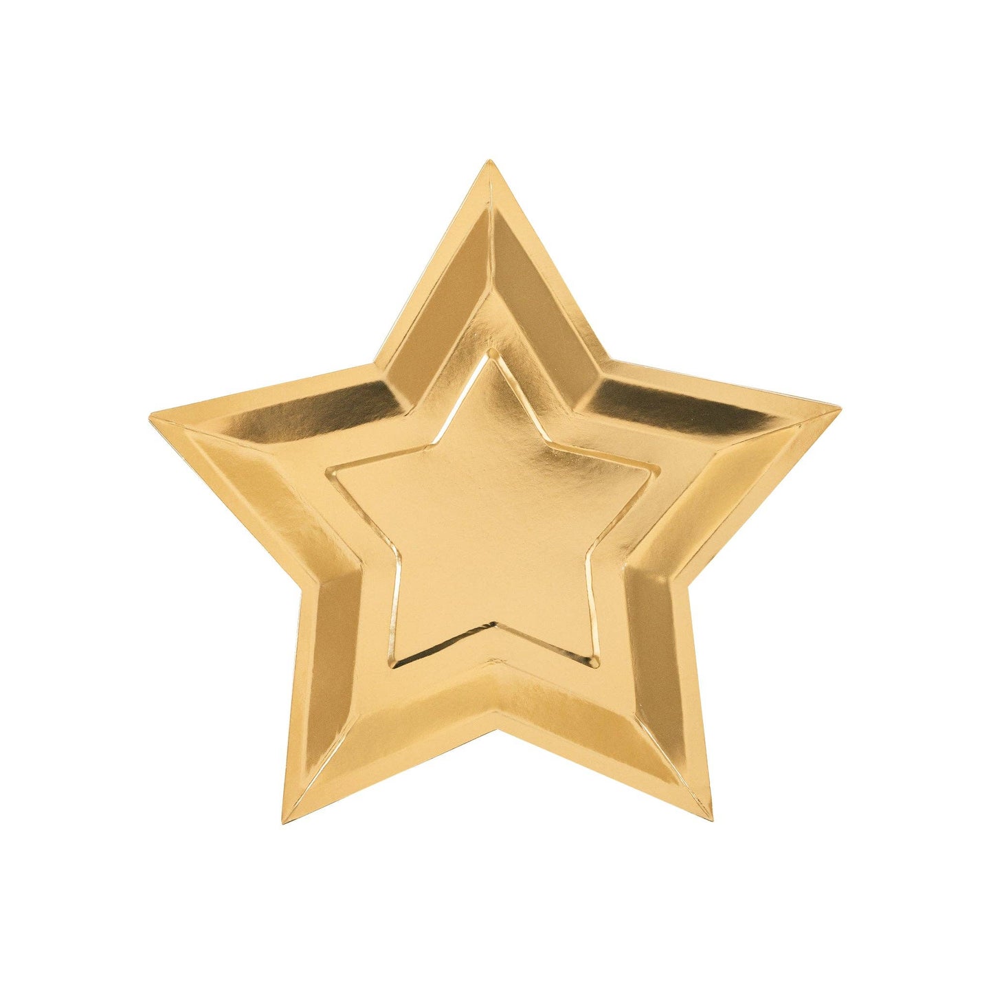 Gold star-shaped plate on a white background