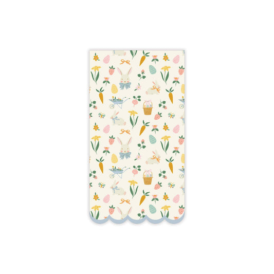 Easter napkin with a colorful spring-illustrations on a white background