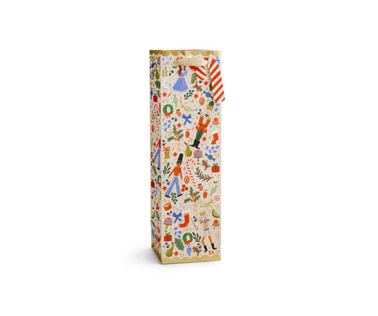Wine bag with colorful holiday pattern