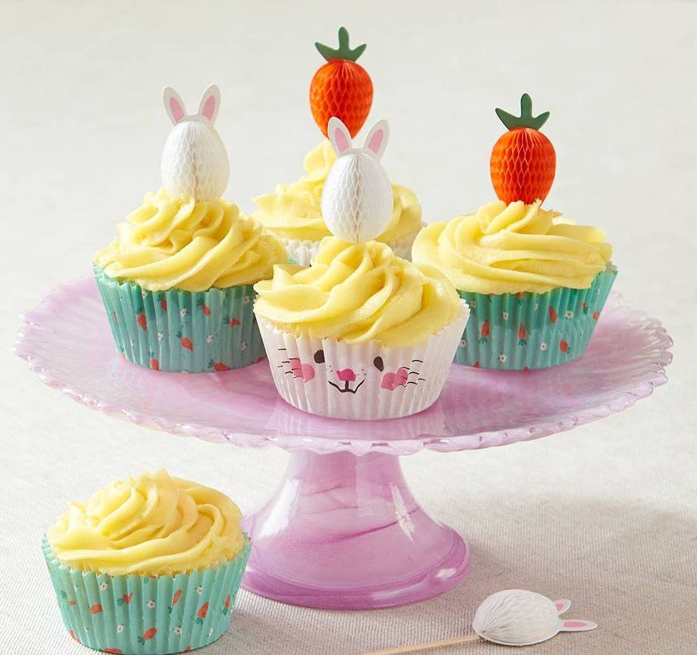 easter cupcake kit with cupcake liners and toppers