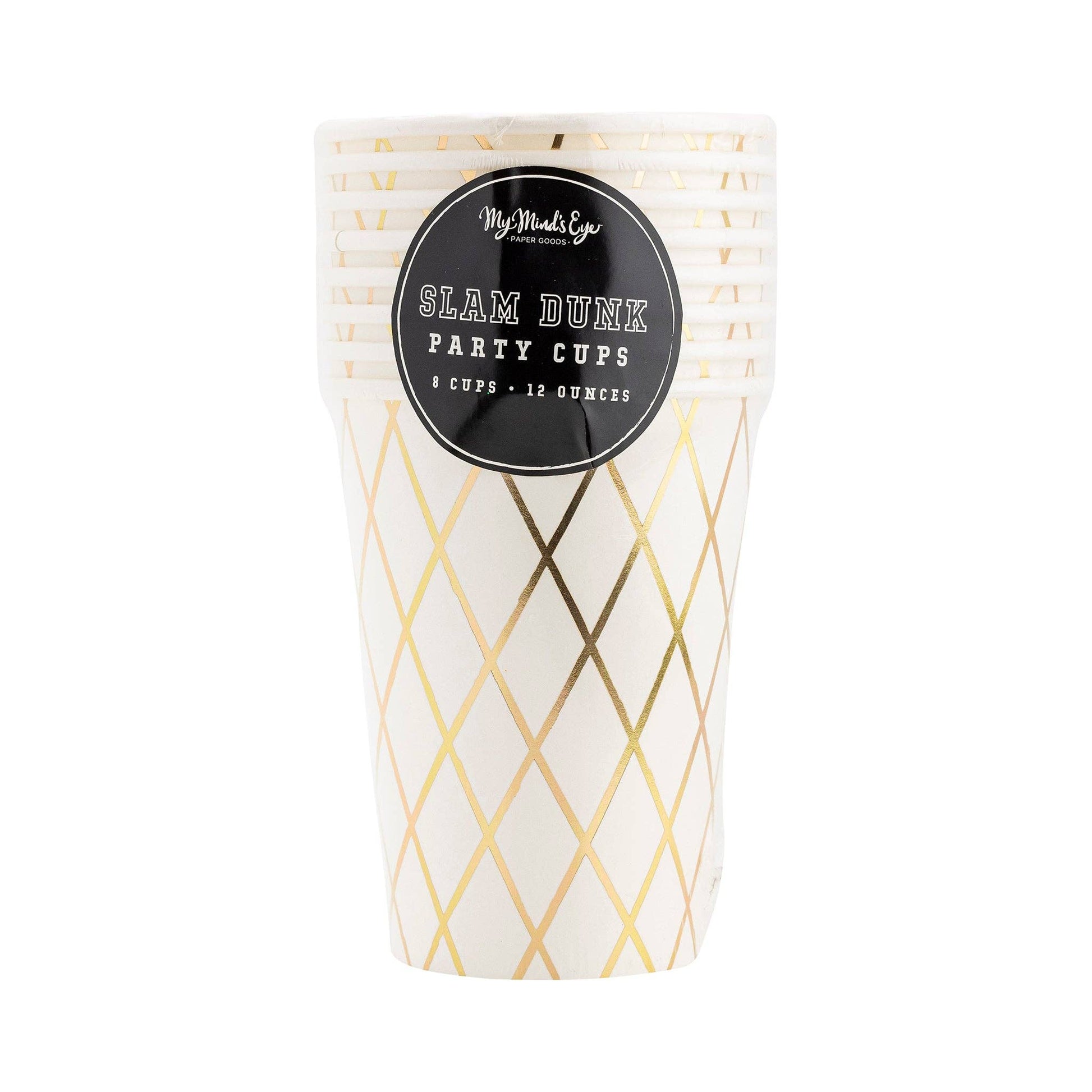 paper party cups with a basketball net design