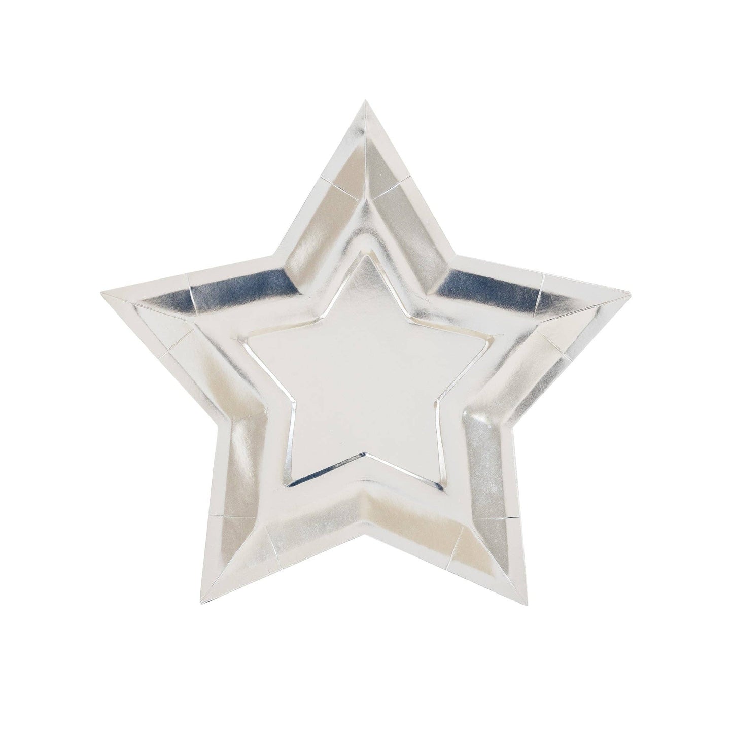 Silver star-shaped plate on a white background
