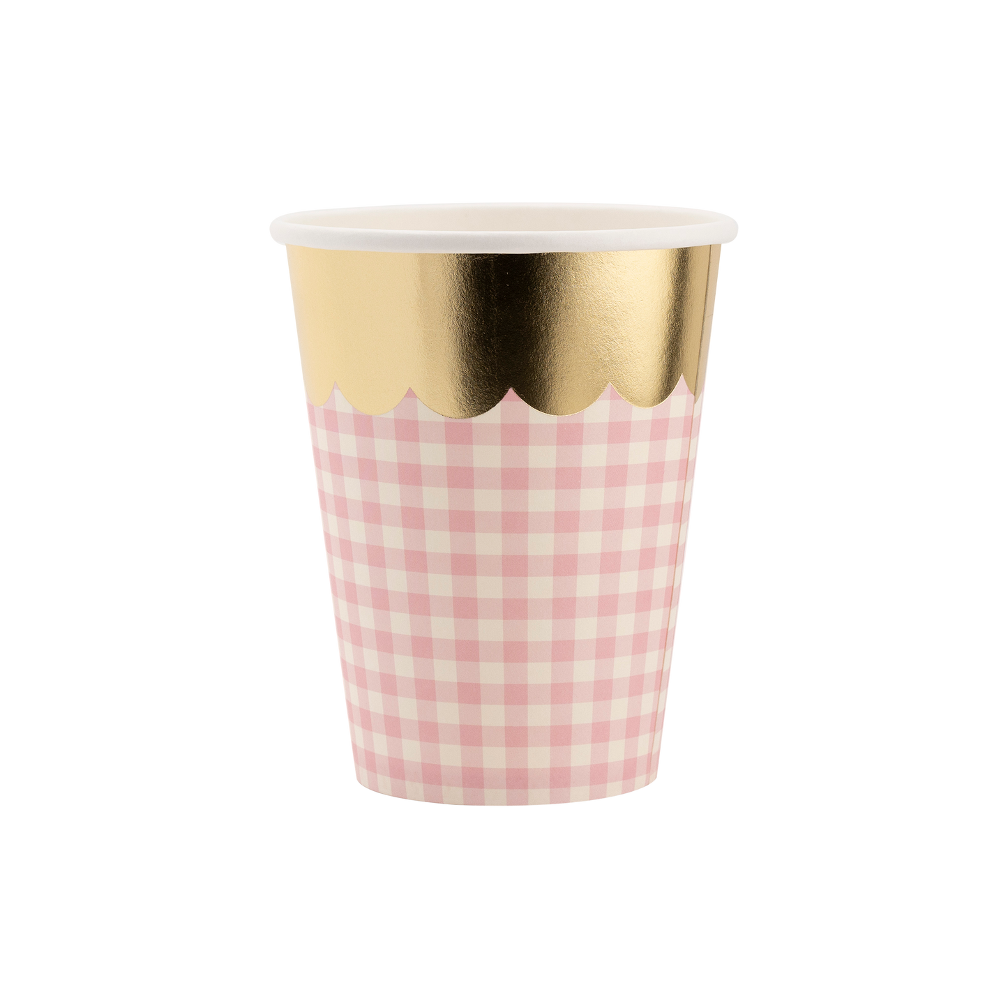 gingham paper party cups