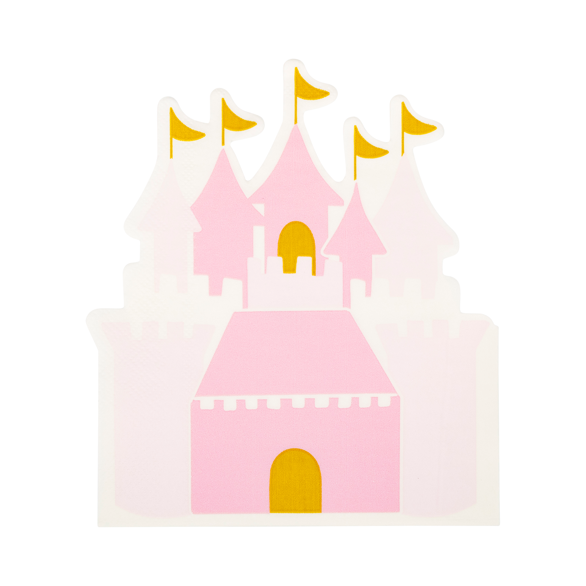 Pink castle shaped napkin with gold accents