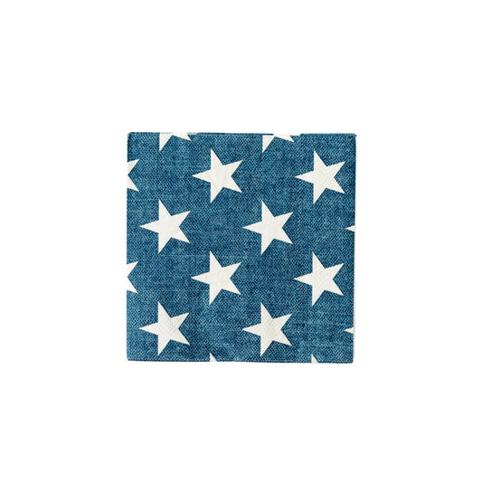 Star Print Navy Cocktail Napkins