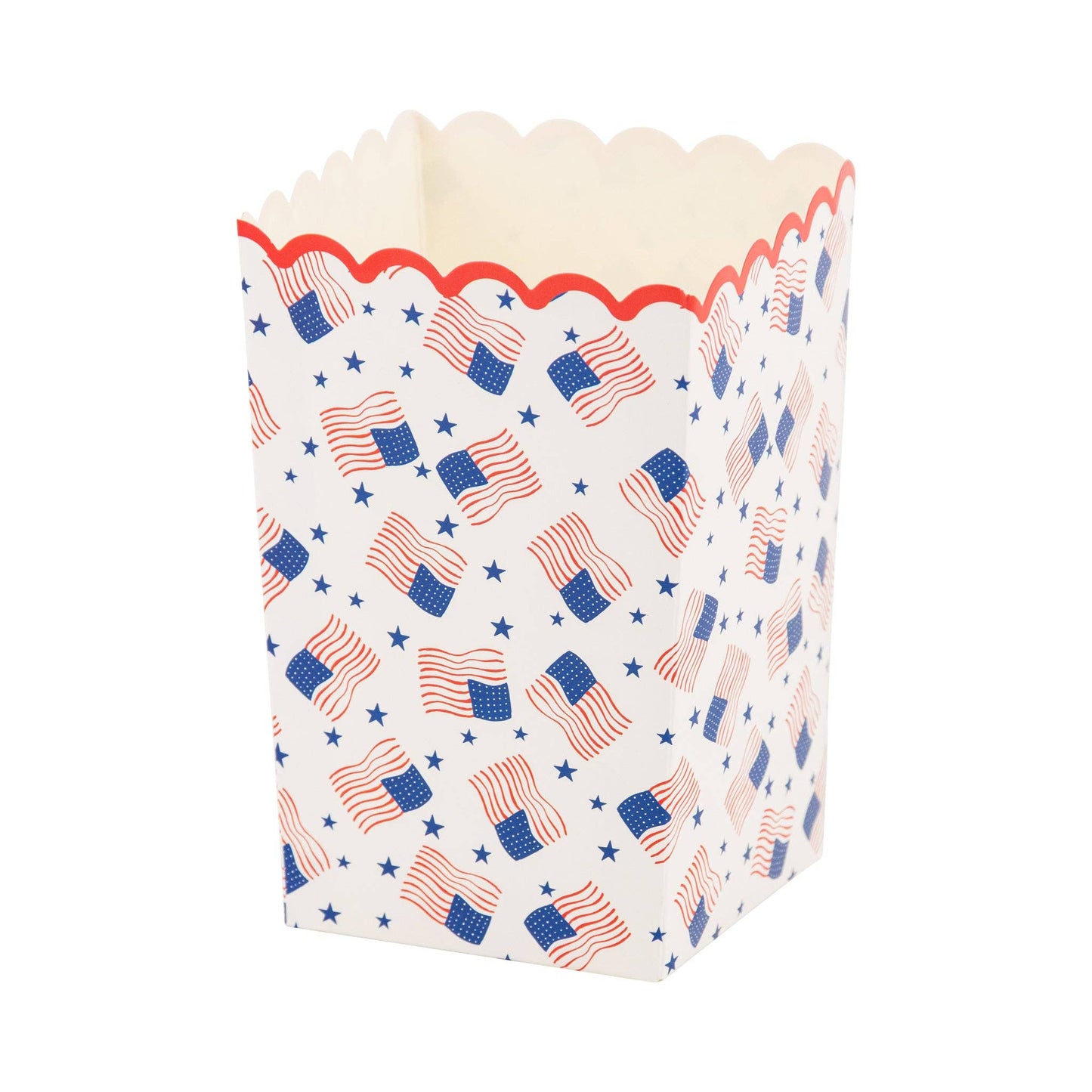 Treat box with American flag pattern on a white background