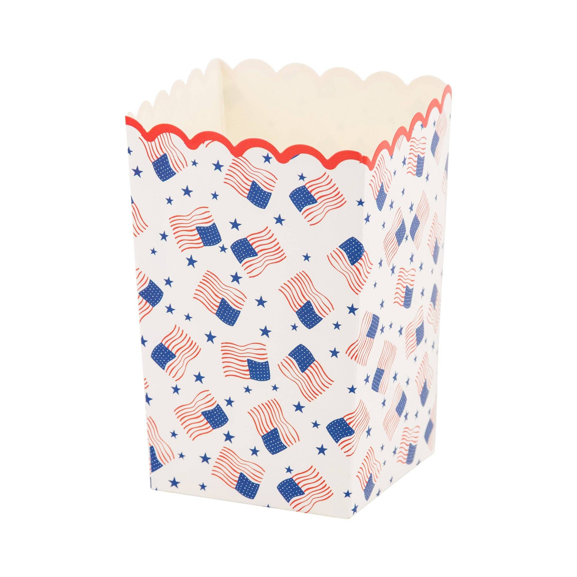 Treat box with American flag pattern on a white background