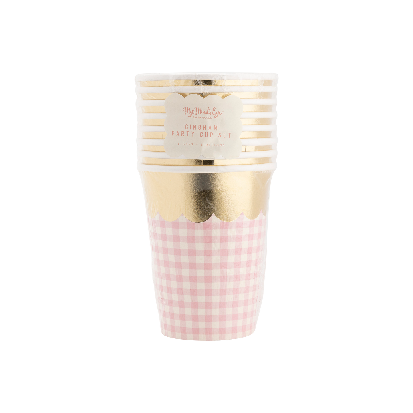 gingham paper party cups