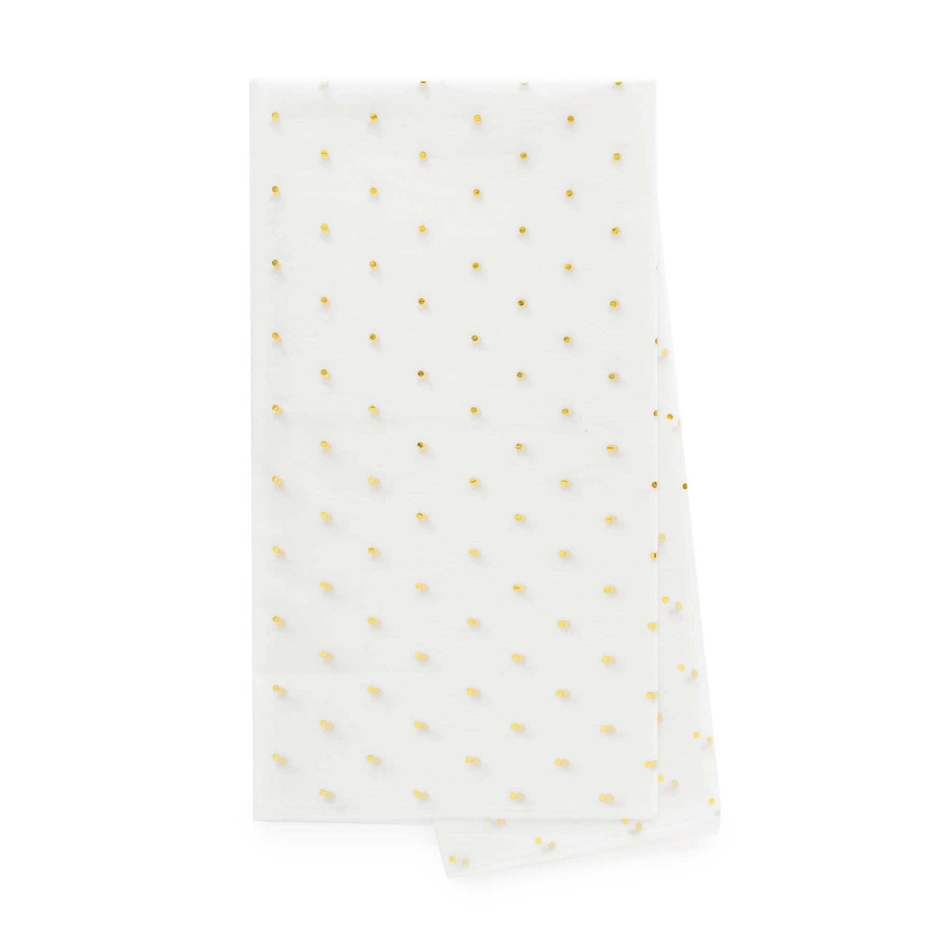 White tissue paper with gold polka dots