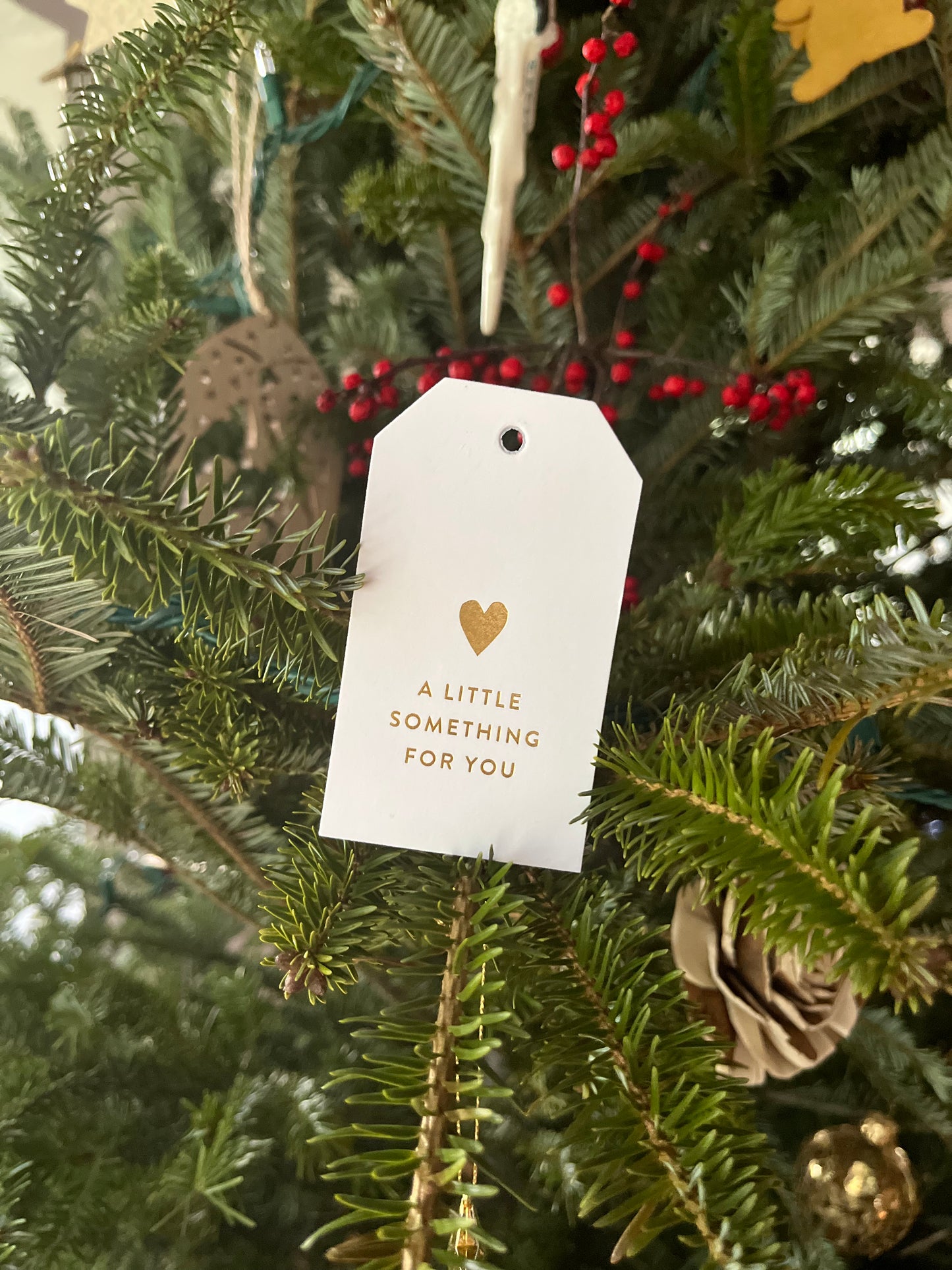 Image of a gift tag on a Christmas tree