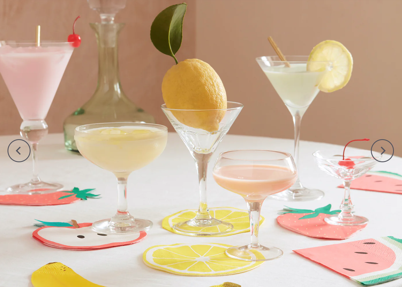 party table scene featuring strawberry shaped paper party napkins