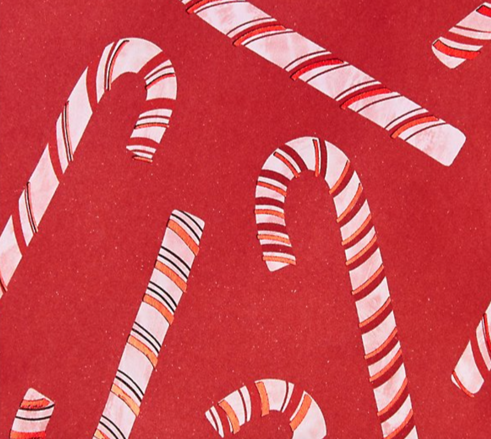 Detail shot of a candy cane bag