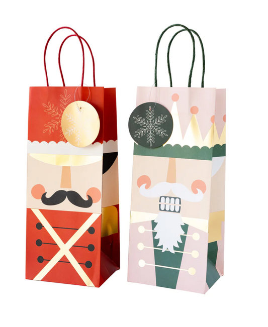 Image of set of wine nutcracker gift bags