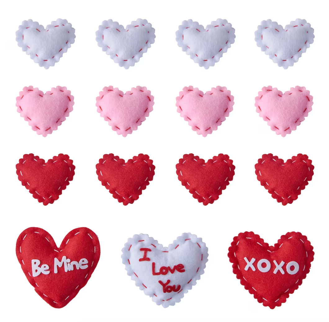 Assorted felt heart scatter for Valentine's Day