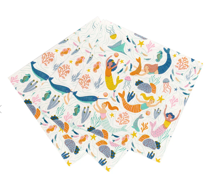 mermaid print paper party napkins