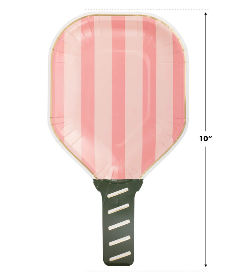 Pink pickleball shaped plates showcasing 10" high