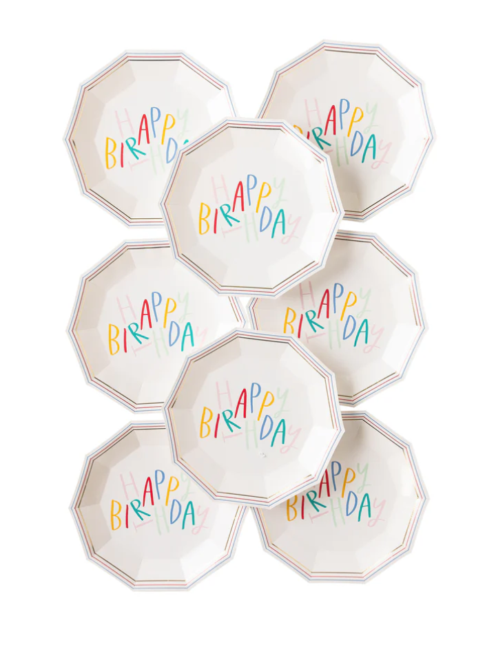 Image of multiple happy birthday plates