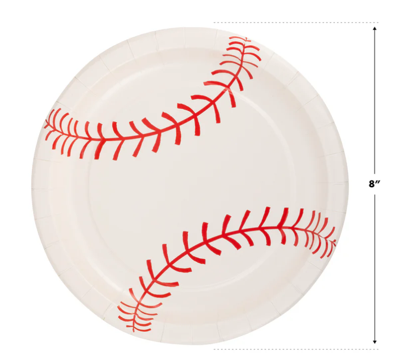 baseball shaped paper party plate