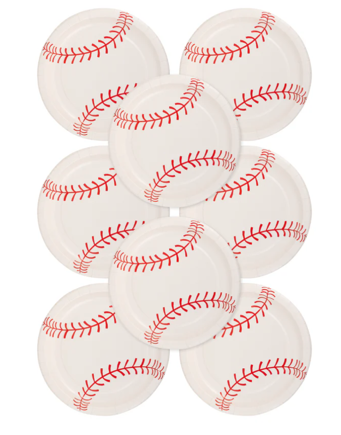 baseball shaped paper party plates