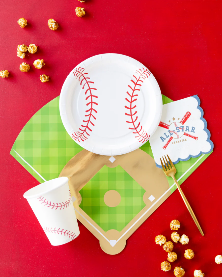 baseball shaped paper party plate