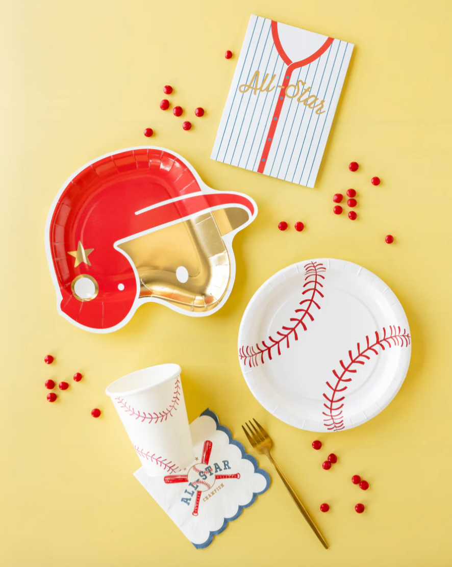 baseball shaped paper party plate