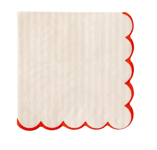  Pink Striped Scalloped Napkins