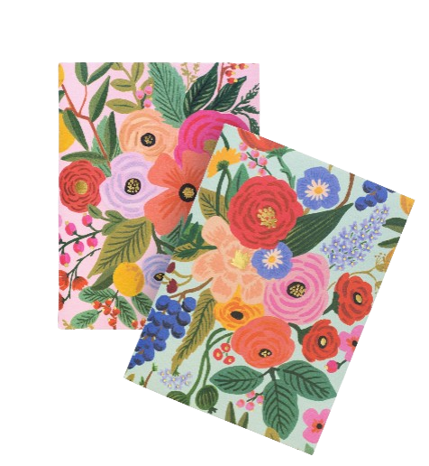Two floral-patterned notebooks 