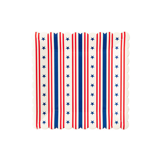 Red, white and blue star and striped paper plate